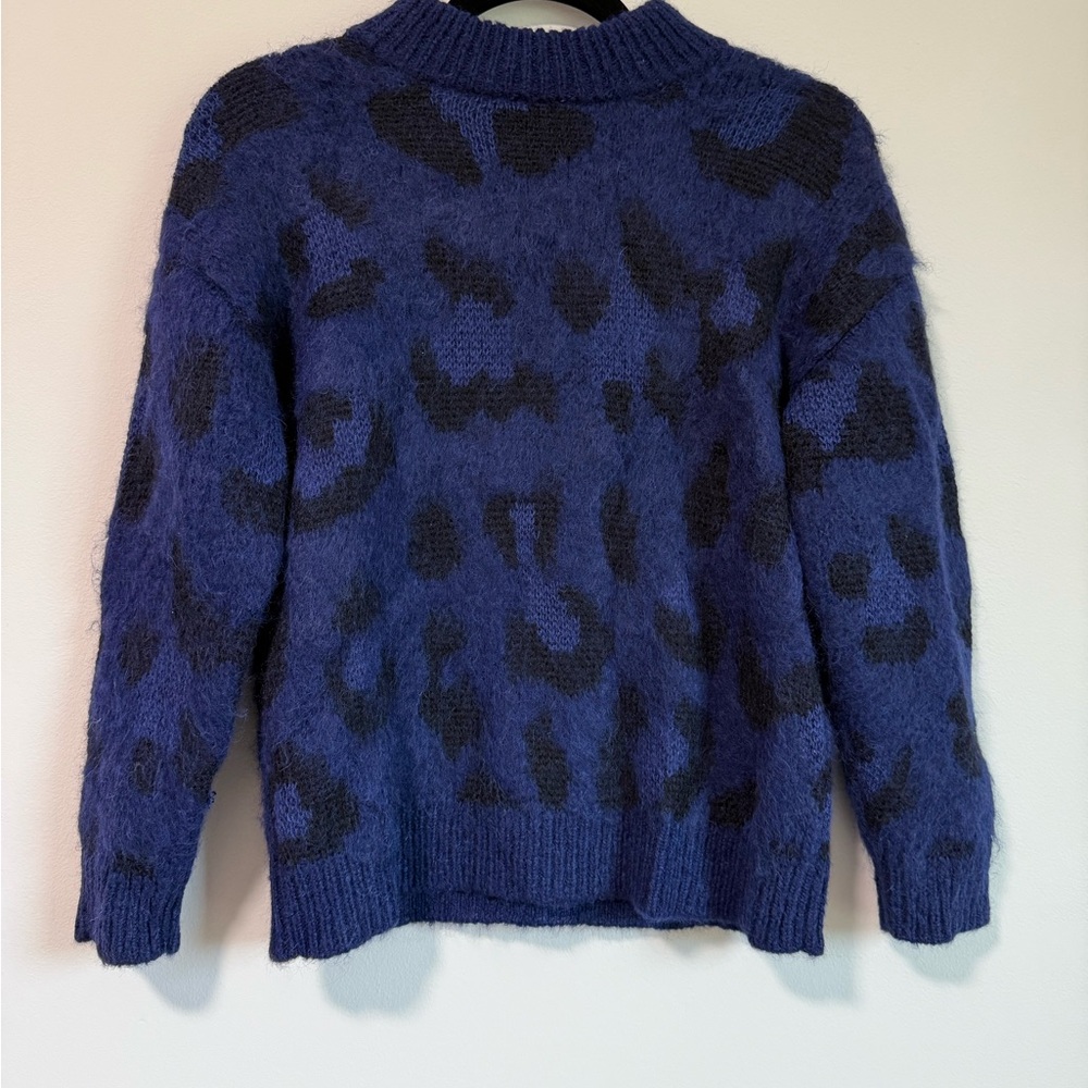 Kate spade wool and alpaca blend cheetah blue knit sweater